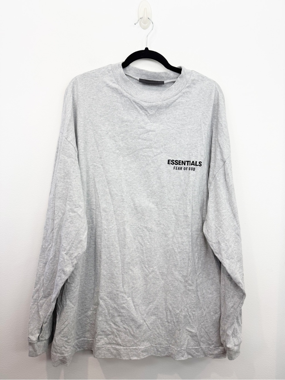 Essentials Fear Of God Mens Long Sleeve Jersey Top Gray Size Small Oversized